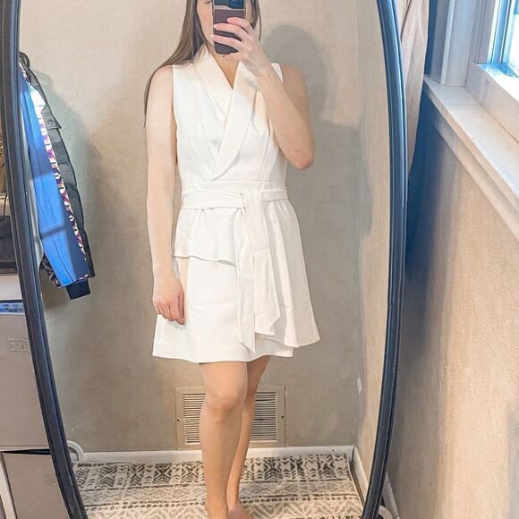 Ted Baker Laraaa Mock Wrap Tiered Mini Dress in White - Picture 9 of 9